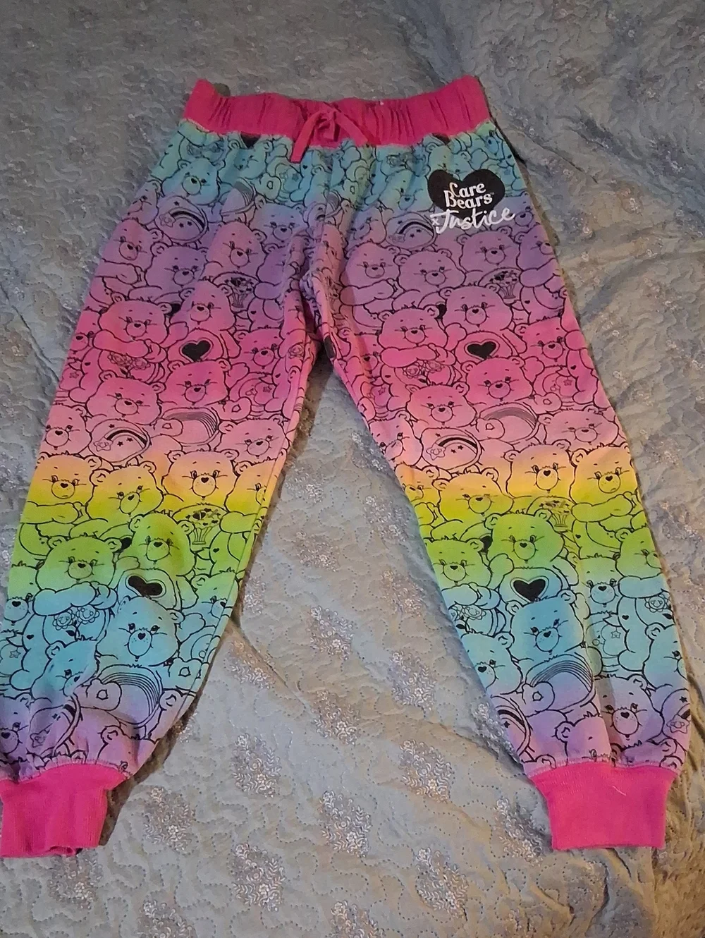 Justice Rainbow Care Bears Pajama Bottoms - Pink, Yellow, Green, Blue, Purple